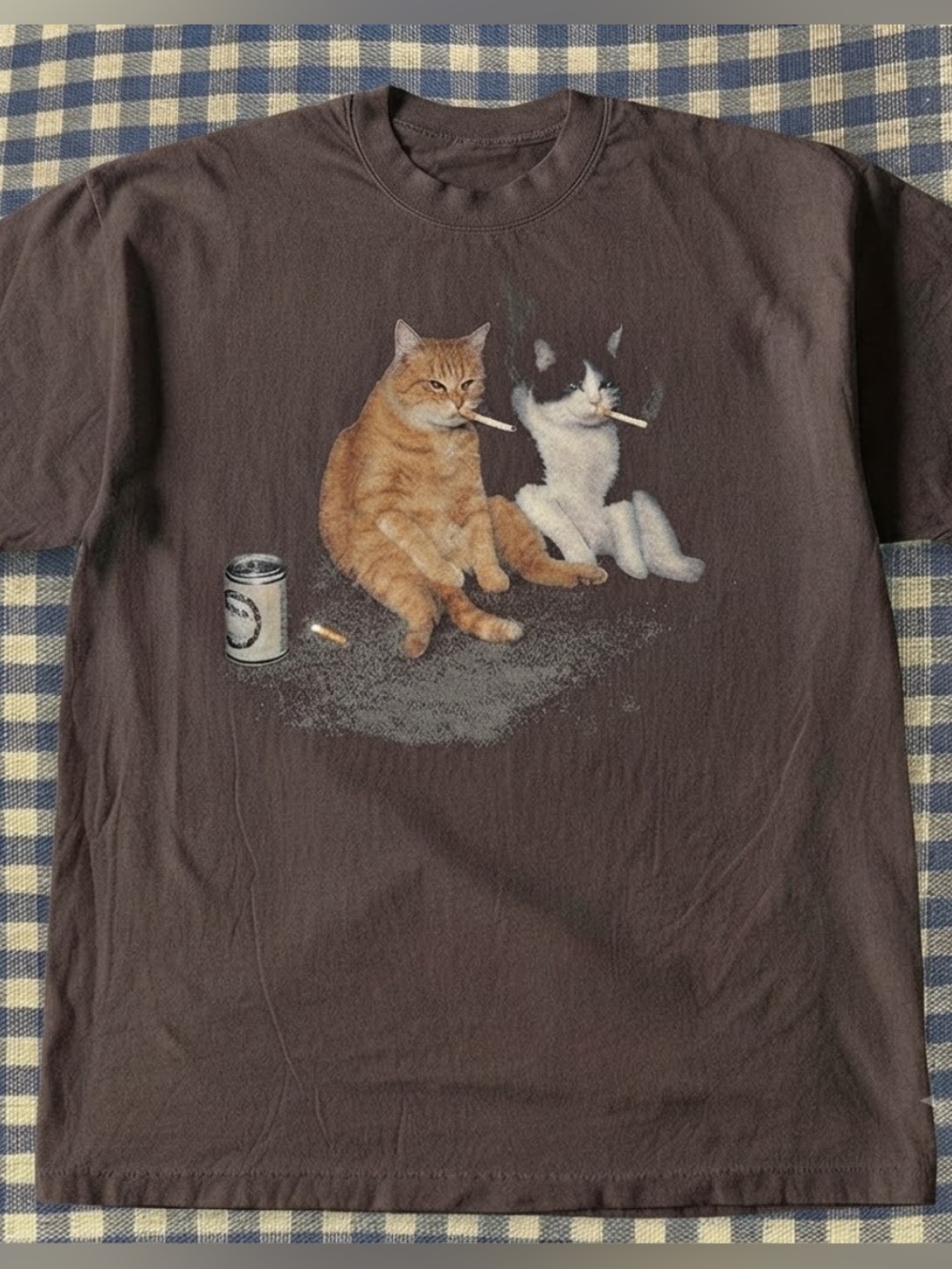 Gildan Dark Choco T-Shirt with Two Cats Graphic